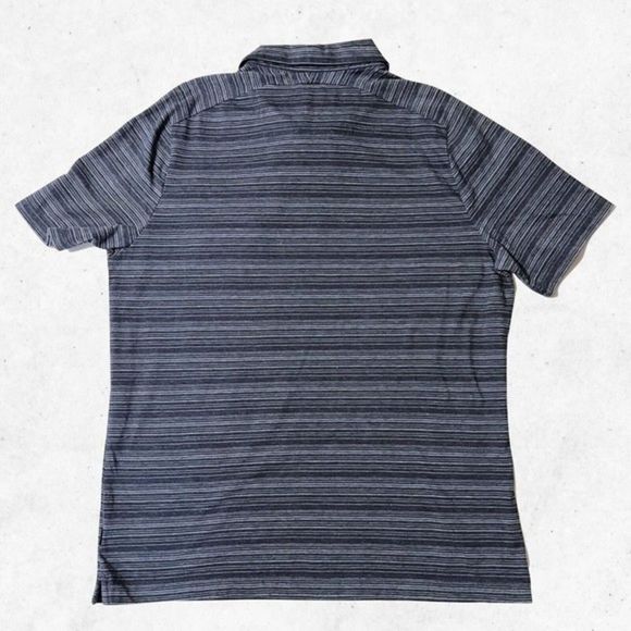 Calvin Klein Men's Polo Shirt Size L Short Sleeve 3 Buttons‎ Gray Stripes Soft - Picture 2 of 8